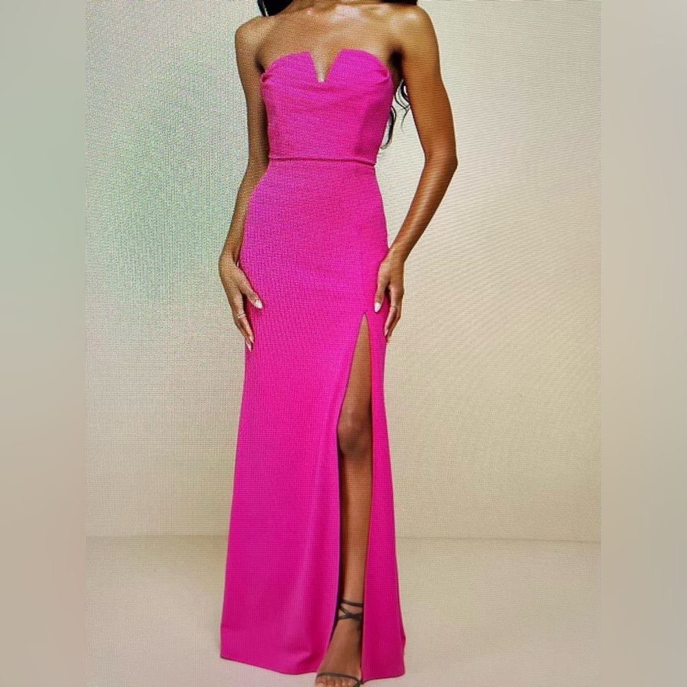 Lulus Magenta Strapless Mermaid Maxi Dress